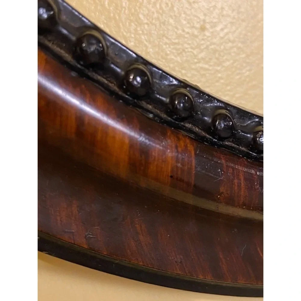 Antique Victorian Oval Wood Picture Frame Faux Bois Beaded Inner Liner Brown